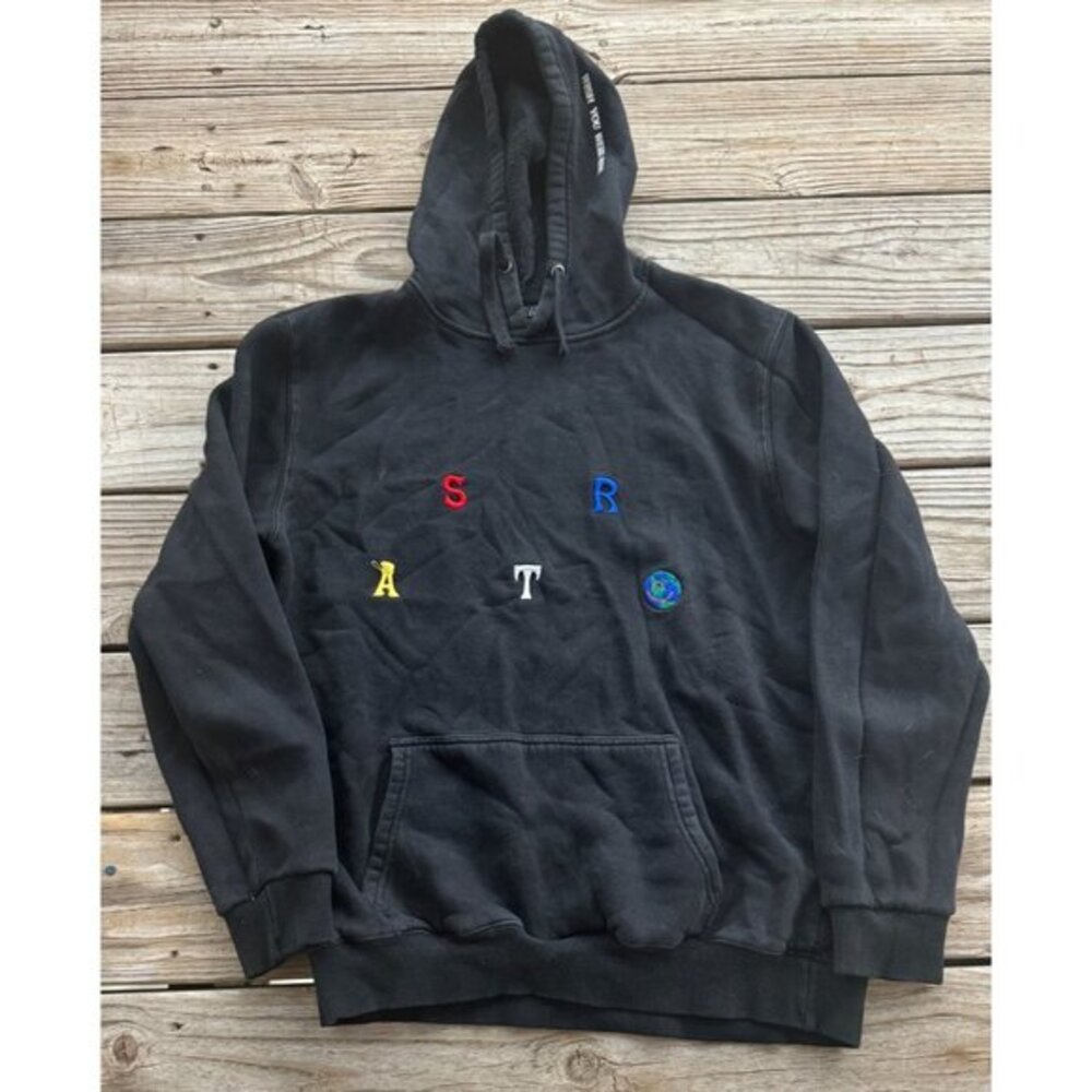 Travis Scott Astroworld Wish You Were Here‎ Black Hoodie Size L Embroidered |F1